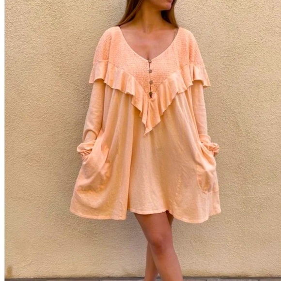 Free People Beach Smocked Mini - Picture 1 of 6